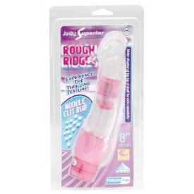 Нежный гелевый вибромассажёр ROUGH RIDGES PINK - 20,3 см.